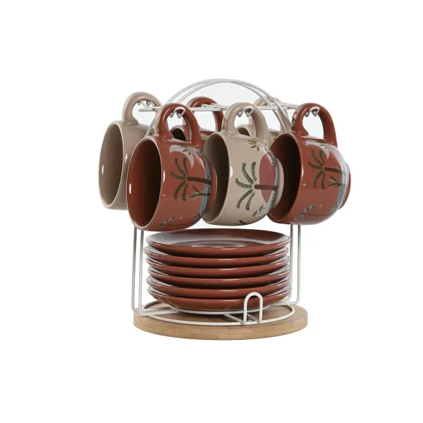Vnt. kavos puodelių rinkinys Home ESPRIT Geltona Rusvai gelsva Degtas molis Alyvinė Metalinis Dolomite 180 ml