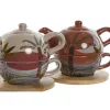 Arbatinukas Home ESPRIT Balta Rusvai gelsva Degtas molis Šviesiai rožinis Dolomite 750 ml (2 vnt.)