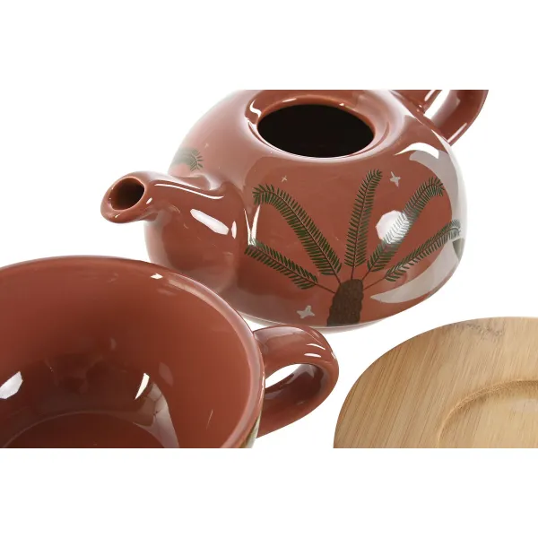 Arbatinukas Home ESPRIT Balta Rusvai gelsva Degtas molis Šviesiai rožinis Dolomite 750 ml (2 vnt.)