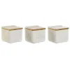 Salt Shaker with Lid DKD Home Decor Blue White Green Lilac Bamboo Scandi 750 ml 14 x 12,5 x 12 cm (3 Units)