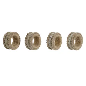 Salvešu gredzens DKD Home Decor Dabisks Džuts Sveķi Alumīnijs 6 x 3 x 6 cm 4 Daudzums