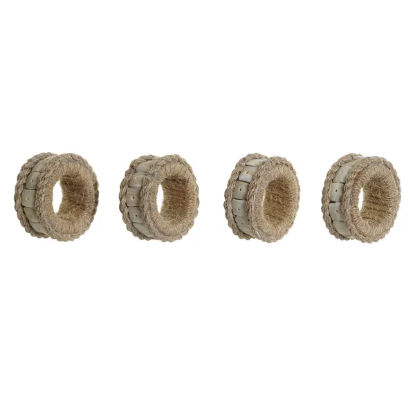 Salvešu gredzens DKD Home Decor Dabisks Džuts Sveķi Alumīnijs 6 x 3 x 6 cm 4 Daudzums