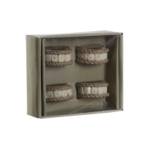 Servetėlės žiedas DKD Home Decor Natūralus Žgutas Derva Aliuminis 6 x 3 x 6 cm 4 Dalys