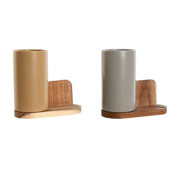 Горшок для кухонной утвари Home ESPRIT древесина акации Dolomite 20 x 9,5 x 18,5 cm (2 штук)