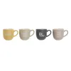 4-osainen mukisetti Home ESPRIT Keltainen Beige Harmaa Pinkki Posliini 410 ml 13 x 9 x 9,4 cm