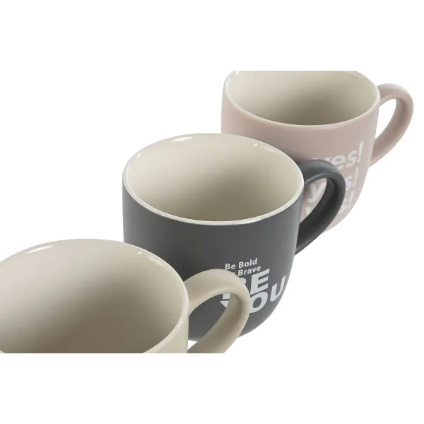 Komplekts ar 4 krūzēm Home ESPRIT Dzeltens Bēšs Pelēks Rozā Porcelāns 410 ml 13 x 9 x 9,4 cm