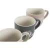 Komplekts ar 4 krūzēm Home ESPRIT Dzeltens Bēšs Pelēks Rozā Porcelāns 410 ml 13 x 9 x 9,4 cm