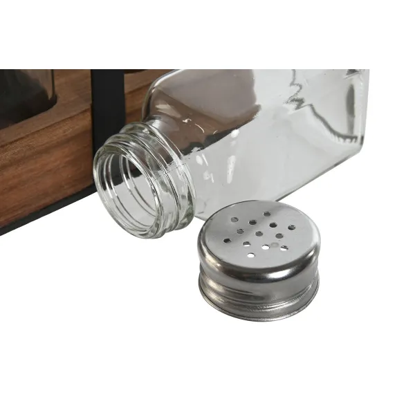 Suola- ja Pippurisirottimet Home ESPRIT Musta Kristalli Akaasia 12 x 6 x 17,5 cm