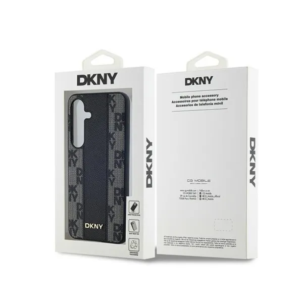 DKNY Leather Checkered Mono Pattern MagSafe - Case for Samsung Galaxy S24 (Black)