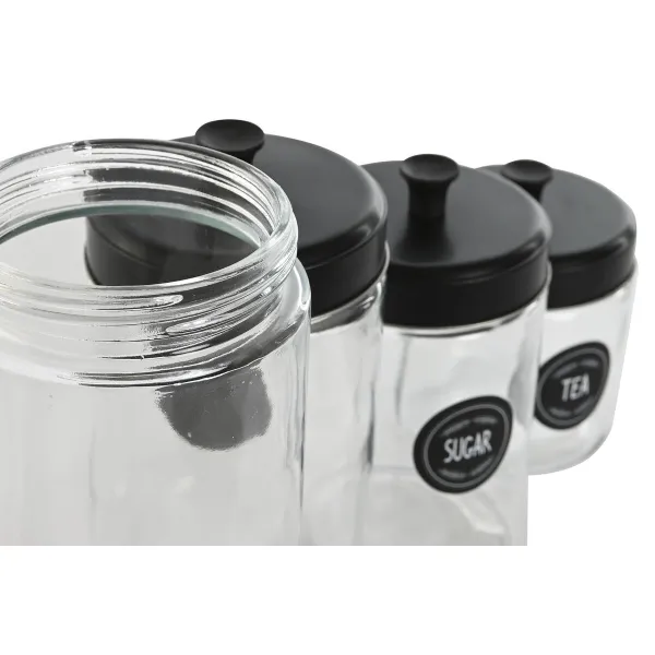 4 caurules Home ESPRIT Melns Metāls Stikls 1 L 1,5 L 1,8 L 10,4 x 10,4 x 26,4 cm