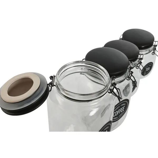 4 purkkia Home ESPRIT Musta Metalli Kristalli 2 L 11,4 x 11,4 x 26,7 cm