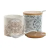 Sokeriastia Home ESPRIT Sininen Beige Pinkki Liila Bambu Dolomite 7,5 x 7,5 x 7,5 cm (2 osaa)
