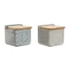 Salt Shaker with Lid Home ESPRIT Blue Beige Pink Lilac Bamboo 750 ml 14 x 12,5 x 12 cm (2 Units)