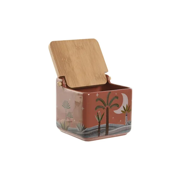 Kannellinen suolasirotin Home ESPRIT Beige Pinkki Terrakotta Liila Bambu 750 ml 14 x 12,5 x 12 cm (2 osaa)