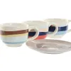 Komplekts ar kafijas tasēm Home ESPRIT Dzeltens Zils Zaļš Ceriņš Metāls Dolomite 180 ml