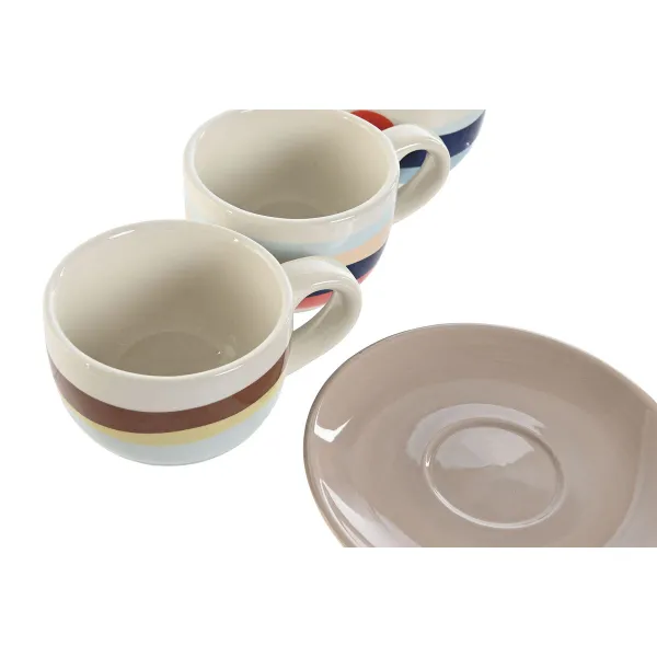 Komplekts ar kafijas tasēm Home ESPRIT Dzeltens Zils Zaļš Ceriņš Metāls Dolomite 180 ml