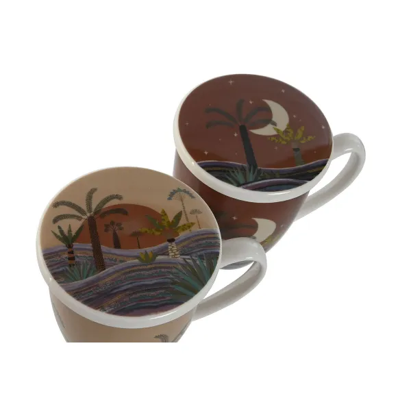 Tasīte ar Tējas Filtru Home ESPRIT Zils Bēšs Terakota Nerūsējošais tērauds Porcelāns 380 ml (2 gb.)
