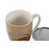 Tasīte ar Tējas Filtru Home ESPRIT Zils Bēšs Terakota Nerūsējošais tērauds Porcelāns 380 ml (2 gb.)