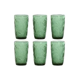 Glāžu komplekts Home ESPRIT Zaļš Stikls Ar reljefu 370 ml (6 gb.)