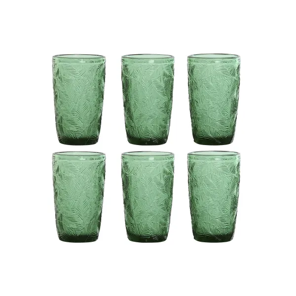 Glāžu komplekts Home ESPRIT Zaļš Stikls Ar reljefu 370 ml (6 gb.)
