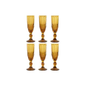 Setti laseja Home ESPRIT Meripihka Kristalli 150 ml (6 osaa)