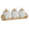 Cukurtrauks DKD Home Decor Balts Dabisks Bambuss Porcelāns 31 x 9 x 7 cm 4 Daudzums