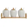 Cukurtrauks DKD Home Decor Balts Dabisks Bambuss Porcelāns 31 x 9 x 7 cm 4 Daudzums