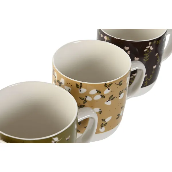 Кружка Mug DKD Home Decor Коричневый Зеленый Розовый Горчица Фарфор 380 ml (4 штук)