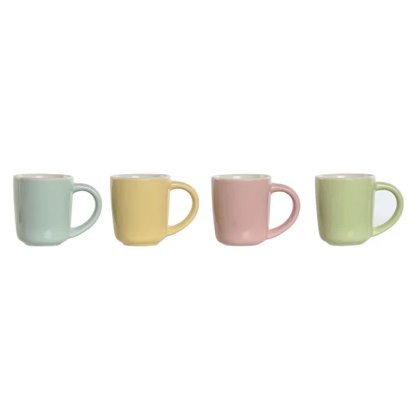 Komplekts ar kafijas tasēm Home ESPRIT Dzeltens Zils Zaļš Rozā Porcelāns 90 ml 4 Daudzums