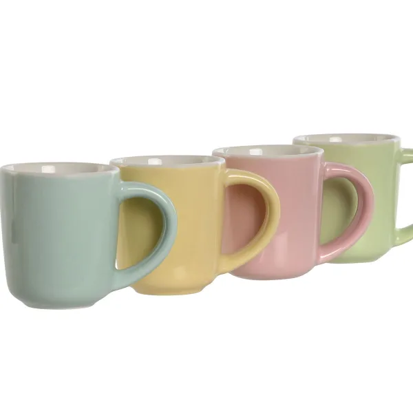 Komplekts ar kafijas tasēm Home ESPRIT Dzeltens Zils Zaļš Rozā Porcelāns 90 ml 4 Daudzums