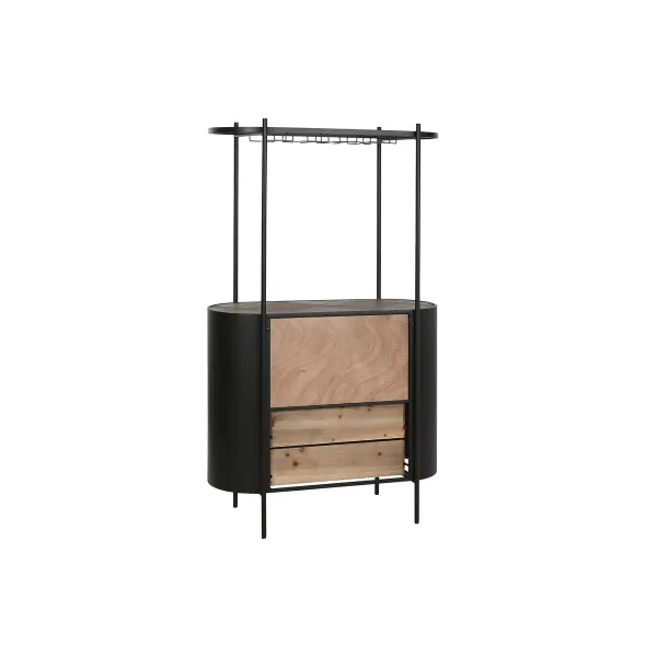 pudeļu statīvs Home ESPRIT Melns Dabisks Metāls Egle 90 x 36 x 150 cm