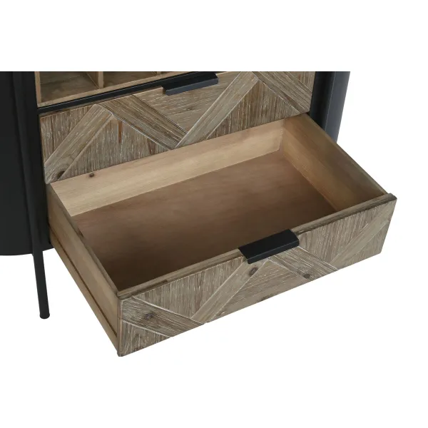 Bottle rack Home ESPRIT Black Natural Metal Fir 90 x 36 x 150 cm