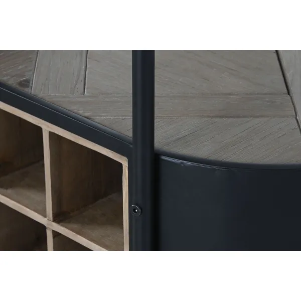 pudeļu statīvs Home ESPRIT Melns Dabisks Metāls Egle 90 x 36 x 150 cm