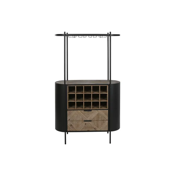 Подставка под бутылки Home ESPRIT Чёрный Натуральный Металл Ель 90 x 36 x 150 cm