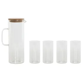 Lasisetti Home ESPRIT Läpinäkyvä Bambu Borosilikaattilasi 210 ml
