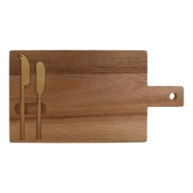Cheese board Home ESPRIT Stainless steel Acacia 38 x 20 x 1,5 cm (3 Pieces)
