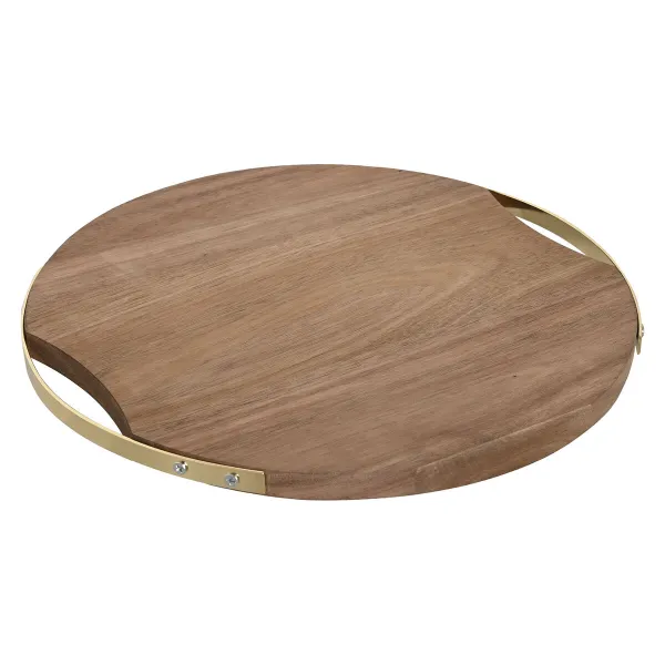 Pjaustymo lentelė Home ESPRIT Auksinis Natūralus Metalinis Akacija 32,3 x 31,3 x 1,4 cm