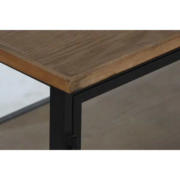 pudeļu statīvs Home ESPRIT Melns Dabisks Koks Metāls Stikls 102 x 32 x 60 cm