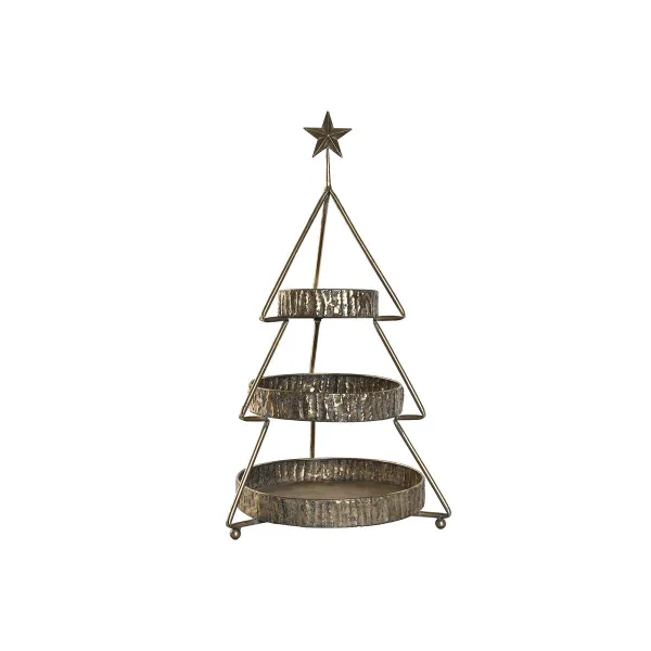 Vaisių dubuo Home ESPRIT Auksinis Metalinis 43 x 43 x 79 cm Naujametinė eglutė