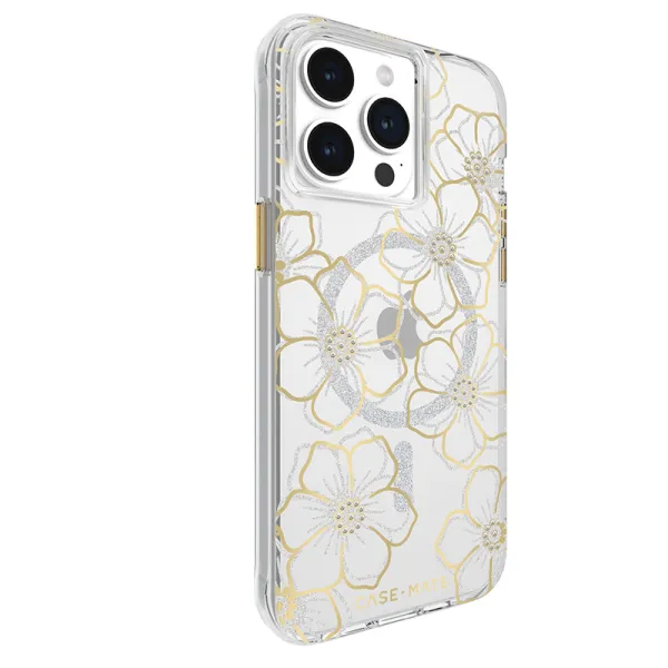 Case-Mate Floral Gems MagSafe - iPhone 15 Pro Max Case (Gold)