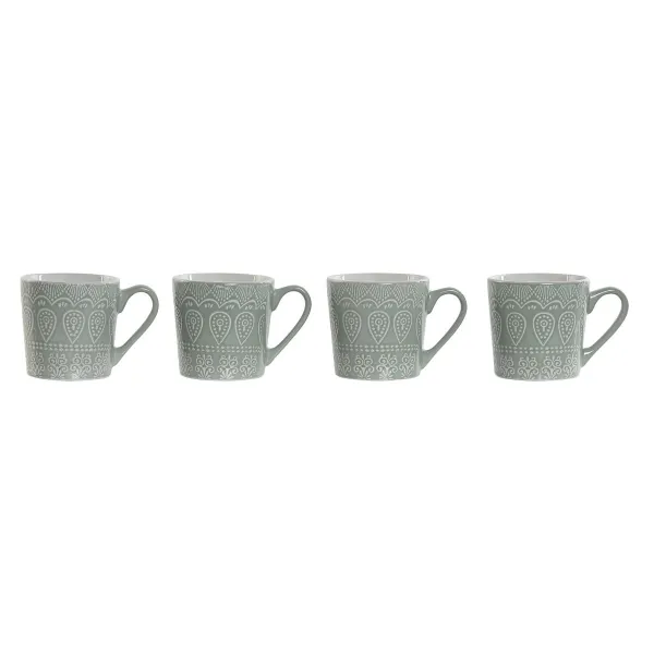 4 vnt. puodelių rinkinys Home ESPRIT Žalia Keramikos dirbinys 360 ml 9,5 x 13 x 9,2 cm Mandala