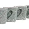 Набор из 4 кружек Mug Home ESPRIT Зеленый Керамика 360 ml 9,5 x 13 x 9,2 cm Mandala