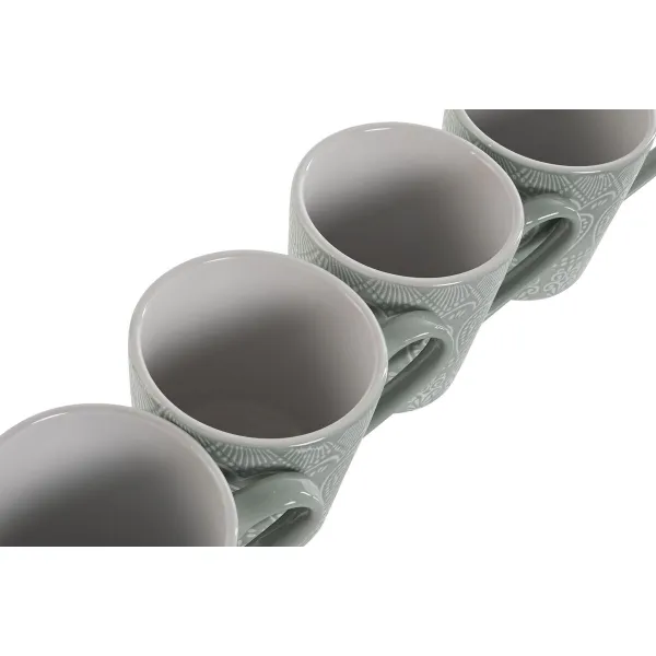 Набор из 4 кружек Mug Home ESPRIT Зеленый Керамика 360 ml 9,5 x 13 x 9,2 cm Mandala