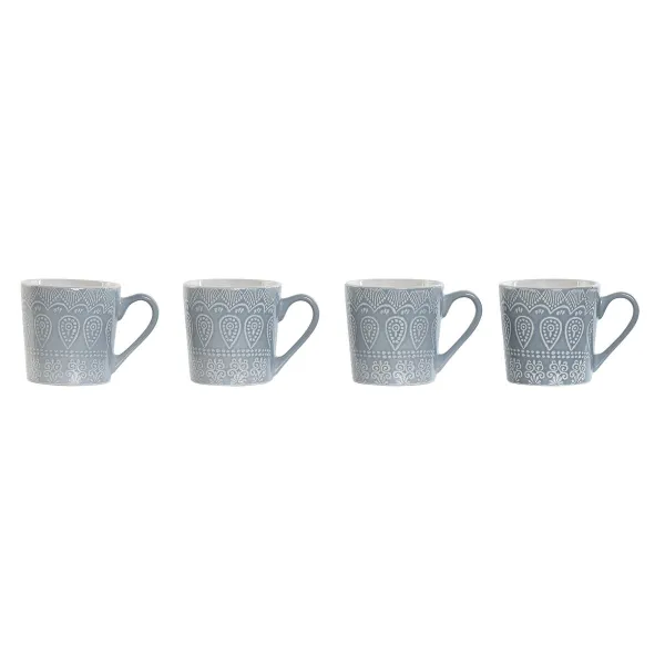 4-osainen mukisetti Home ESPRIT Sininen Kivitavara 340 ml 13 x 9,5 x 9,2 cm Mandala