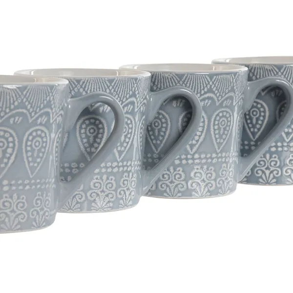 4-osainen mukisetti Home ESPRIT Sininen Kivitavara 340 ml 13 x 9,5 x 9,2 cm Mandala