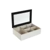 Box for Infusions Home ESPRIT White Black Metal Crystal MDF Wood 23 x 15 x 6,5 cm (2 Units)