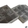 Dėžutė arbatai Home ESPRIT Ruda Rusvai gelsva Metalinis Stiklas Medžio MDF 24 x 24 x 6,5 cm (2 vnt.)