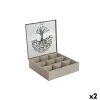 Infūziju Kaste Home ESPRIT Brūns Bēšs Metāls Stikls Koks MDF 24 x 24 x 6,5 cm (2 gb.)