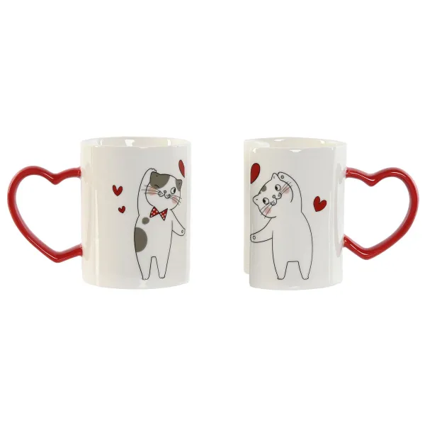 Набор из 2 кружек Mug Home ESPRIT Love Белый Красный Котов
