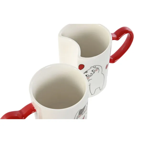 2 vnt. puodelių rinkinys Home ESPRIT Love Balta Raudona Kačių